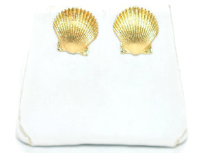 14K Solid Gold Earrings Seashell Earrings Stud Earrings Beach Nautical Coastal Jewelry Mermaid Earrings Statement Earrings Vintage Estate
