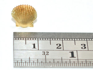 14K Solid Gold Earrings Seashell Earrings Stud Earrings Beach Nautical Coastal Jewelry Mermaid Earrings Statement Earrings Vintage Estate
