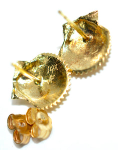14K Solid Gold Earrings Seashell Earrings Stud Earrings Beach Nautical Coastal Jewelry Mermaid Earrings Statement Earrings Vintage Estate