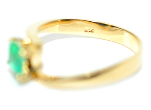 Natural Colombian Emerald Ring 18K Solid Gold .52ct Solitaire Ring Gemstone Ring Vintage Ring Estate Ring May Birthstone Ring Women’s Ring