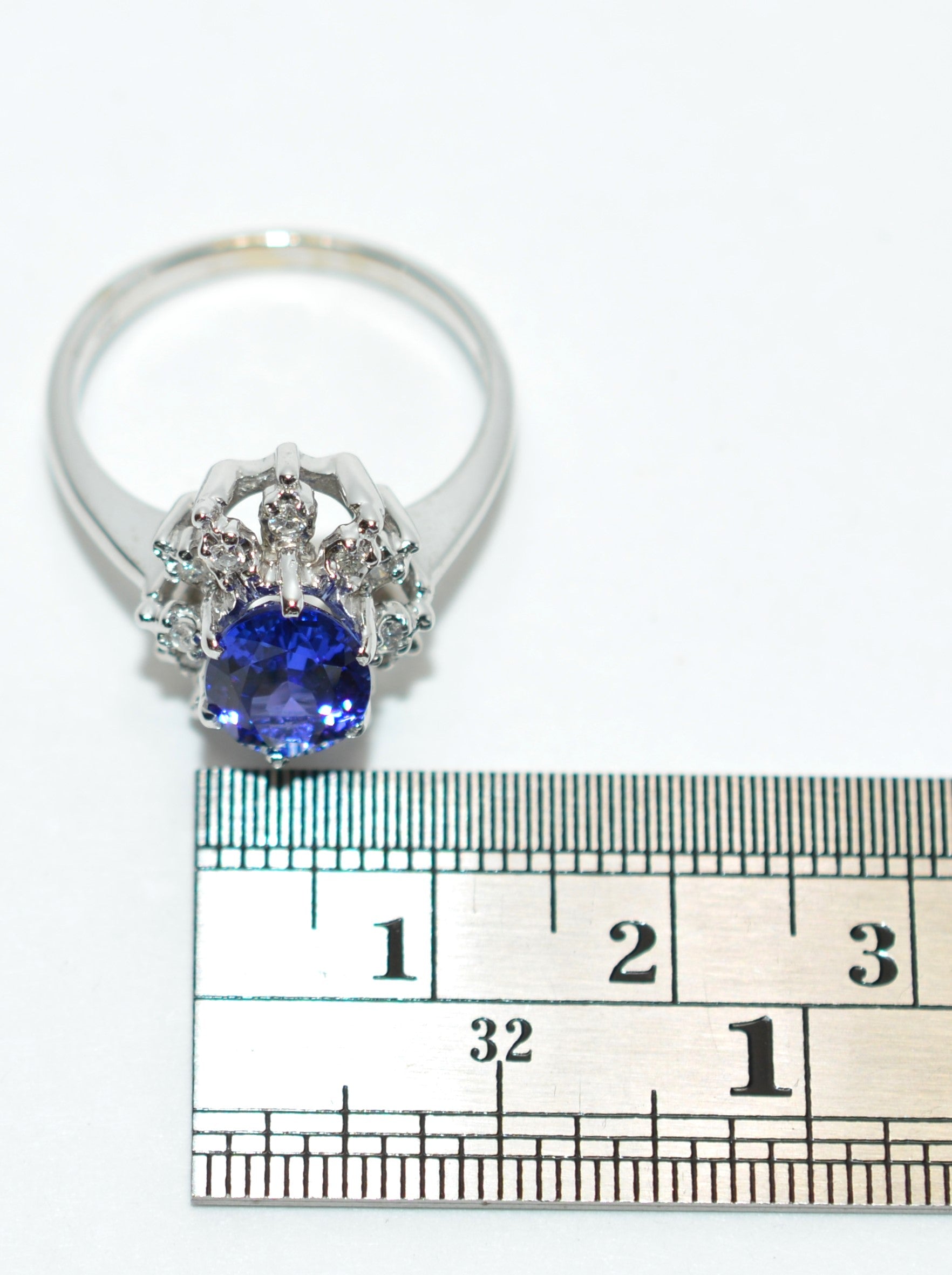 Certified Natural D'Block Tanzanite & Diamond Ring 14K White Gold 1.99tcw Engagement Ring Statement Ring Cocktail Ring Womens Ring Halo Ring