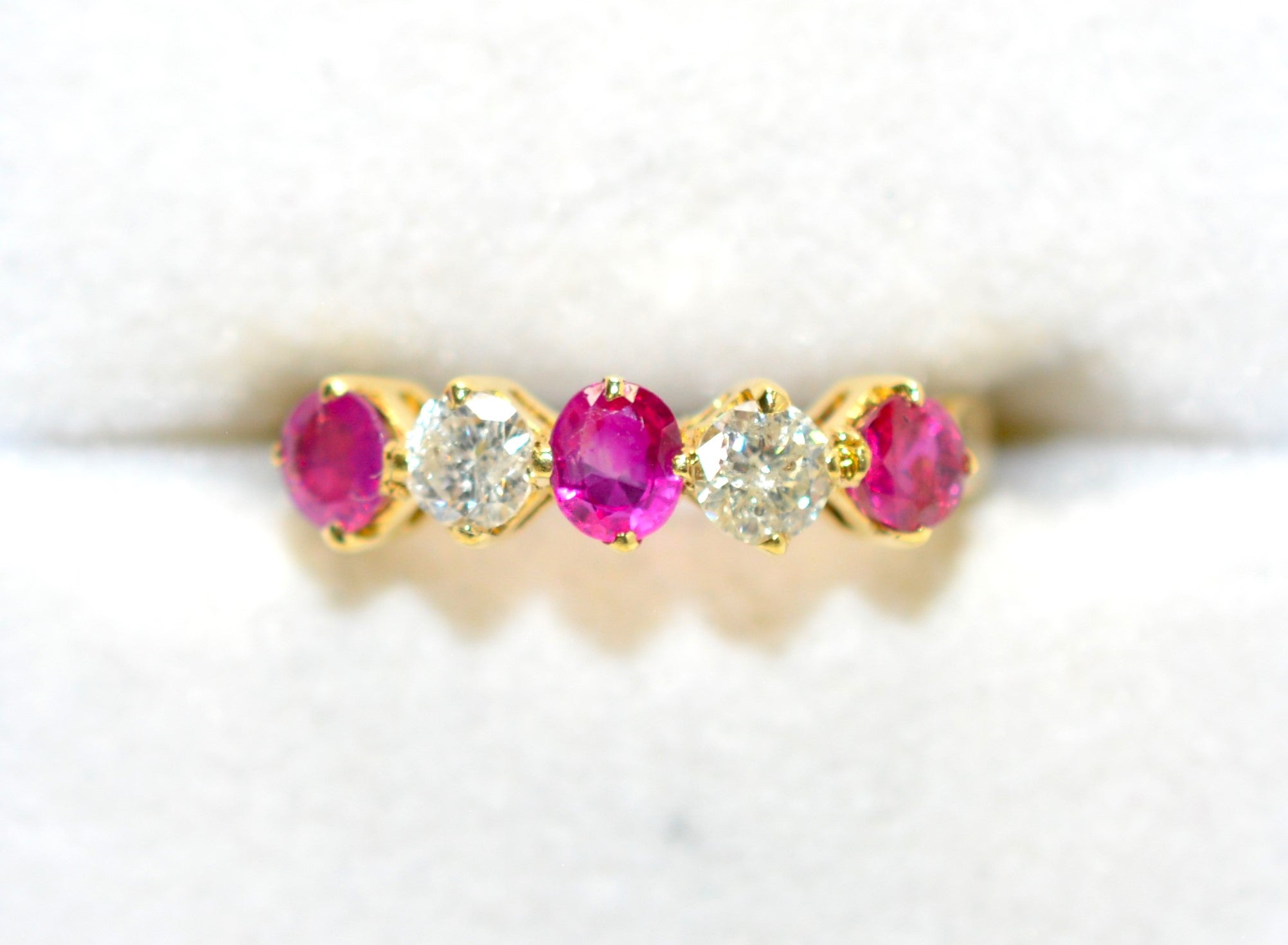 Natural Ruby & Diamond Ring 18K Solid Gold 1.16tcw Ruby Band Cluster Vintage Estate Jewellery Fine Jewelry Birthstone Ring Diamond Band Rin