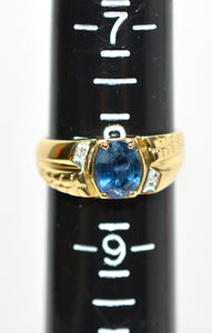 Natural Ceylon Sapphire & Diamond Ring 10K Solid Gold 1.52tcw Mens Ring Gents Ring Vintage Ring Cocktail Ring Blue Statement Ring Birthstone