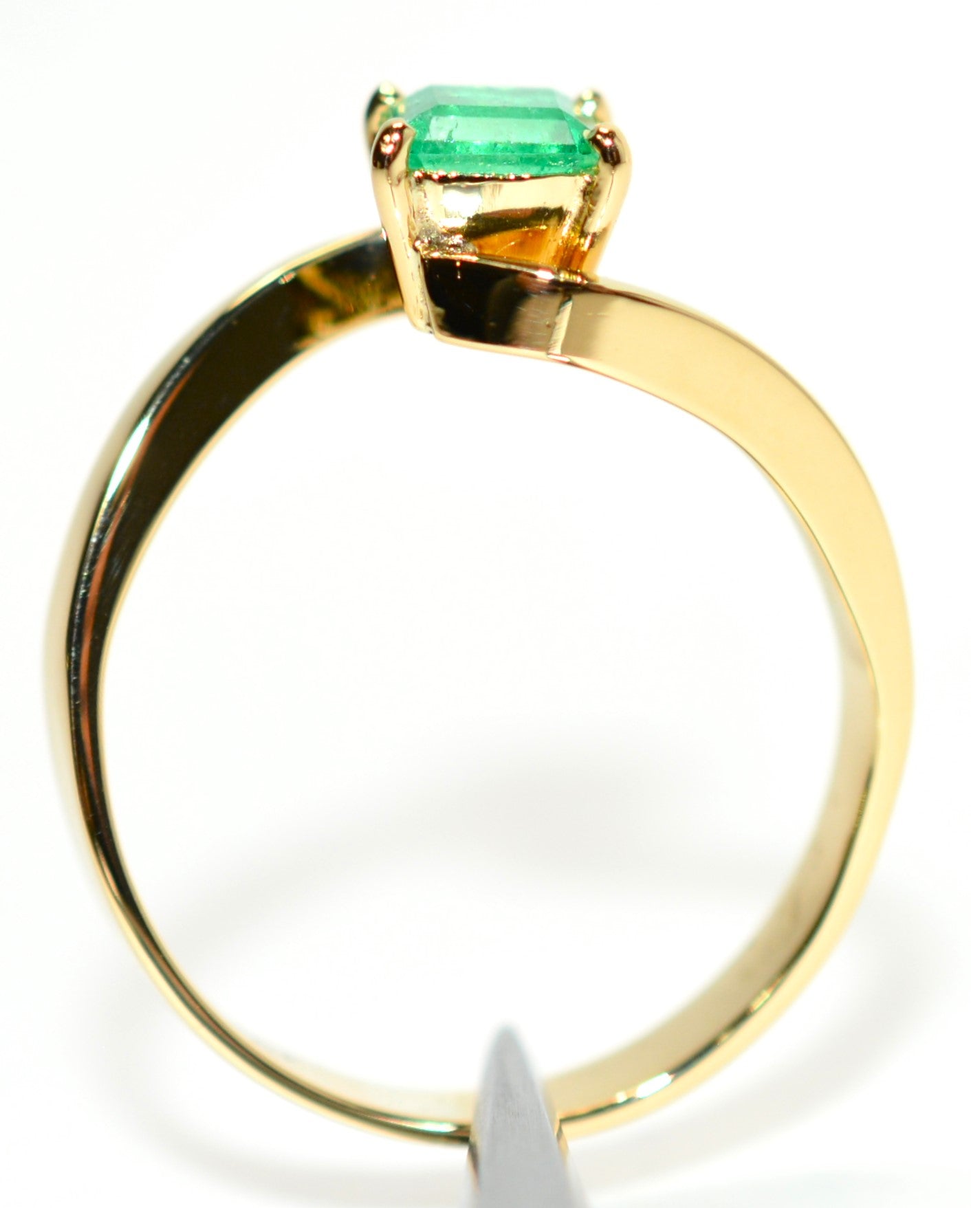 Natural Colombian Emerald Ring 18K Solid Gold .52ct Solitaire Ring Gemstone Ring Vintage Ring Estate Ring May Birthstone Ring Women’s Ring