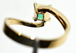 Natural Colombian Emerald Ring 18K Solid Gold .52ct Solitaire Ring Gemstone Ring Vintage Ring Estate Ring May Birthstone Ring Women’s Ring