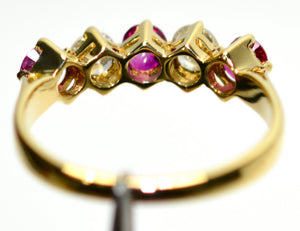 Natural Ruby & Diamond Ring 18K Solid Gold 1.16tcw Ruby Band Cluster Vintage Estate Jewellery Fine Jewelry Birthstone Ring Diamond Band Rin