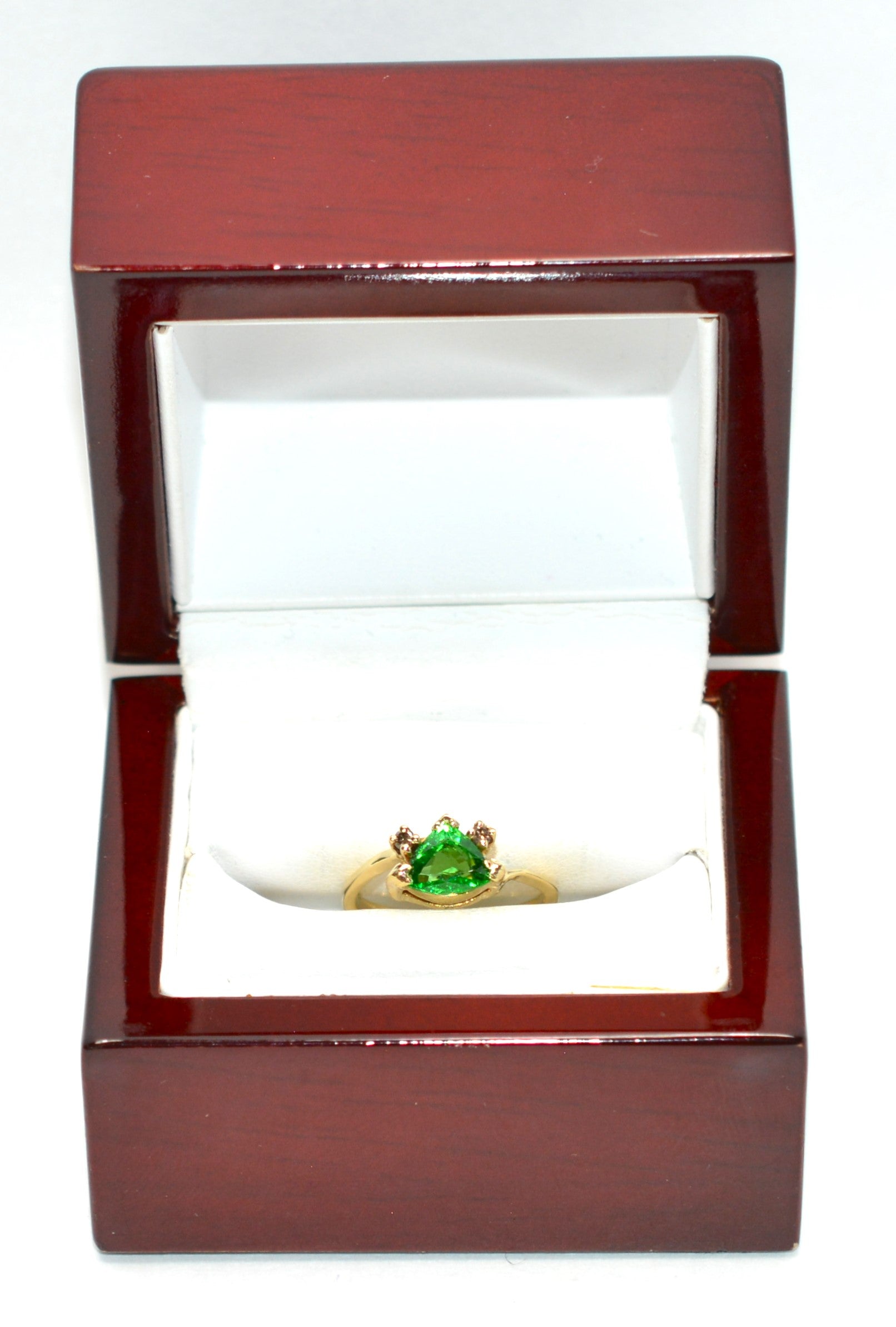 Natural Tsavorite Garnet & Diamond Ring 14K Solid Gold .85tcw Trillion Ring Green Ring Gemstone Ring Garnet Ring Tsavorite Ring Estate Ring