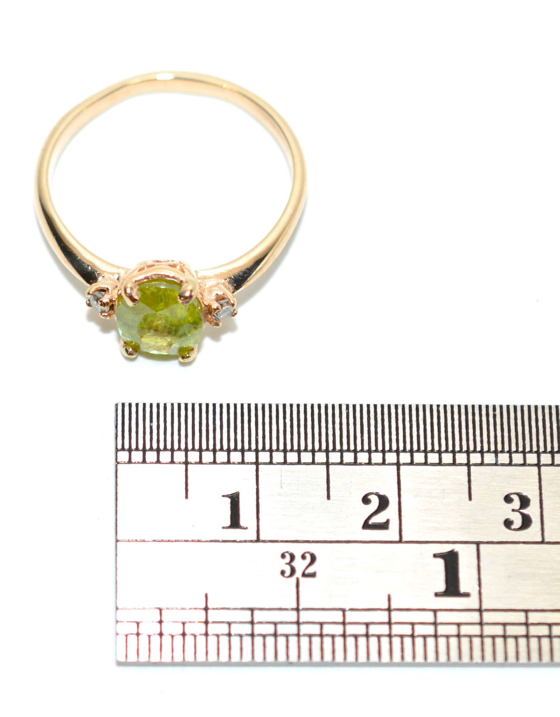 Natural Sphene & Diamond Ring 14K Solid Gold Ring 1.50tcw Gemstone Ring Titanite Ring Solitaire Ring Yellow Ring Green Ring Womens Ring Jewelry