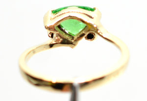 Natural Tsavorite Garnet & Diamond Ring 14K Solid Gold .85tcw Trillion Ring Green Ring Gemstone Ring Garnet Ring Tsavorite Ring Estate Ring