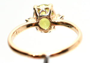 Natural Sphene & Diamond Ring 14K Solid Gold Ring 1.50tcw Gemstone Ring Titanite Ring Solitaire Ring Yellow Ring Green Ring Womens Ring Jewelry