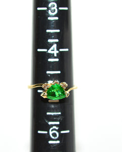 Natural Tsavorite Garnet & Diamond Ring 14K Solid Gold .85tcw Trillion Ring Green Ring Gemstone Ring Garnet Ring Tsavorite Ring Estate Ring