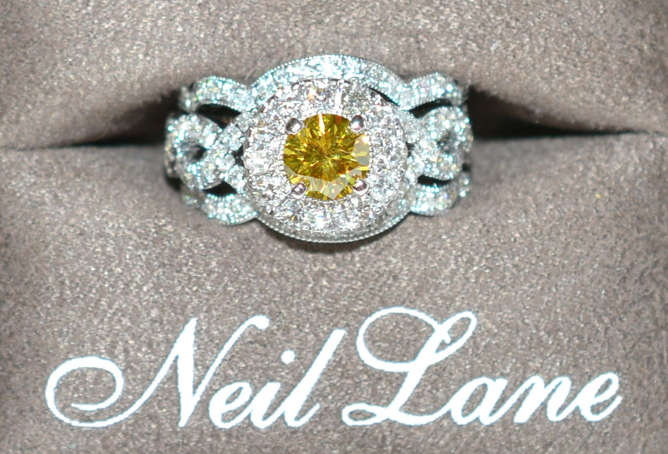 Neil Lane GIA Certified Natural Fancy Yellow Diamond Ring 1.96tcw 14K White Gold Wedding Set Engagement Ring Wedding Band Anniversary Band