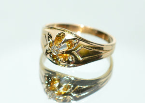 Natural Diamond Ring 10K Solid Gold .12ct Solitaire Ring Men's Ring Statement Ring Cocktail Ring Vintage Ring Estate Ring Estate Jewelry