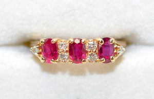 Natural Ruby & Diamond Ring 14K Solid Gold 1.20tcw Gemstone Anniversary Band Estate Engagement Bridal Jewelry July Birthstone Ladies Ring