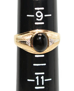 Natural Onyx & Diamond Ring 10K Solid Gold .02tcw Men's Ring Onyx Ring Statement Ring Cocktail Ring Vintage Ring Estate Ring Estate Jewelry