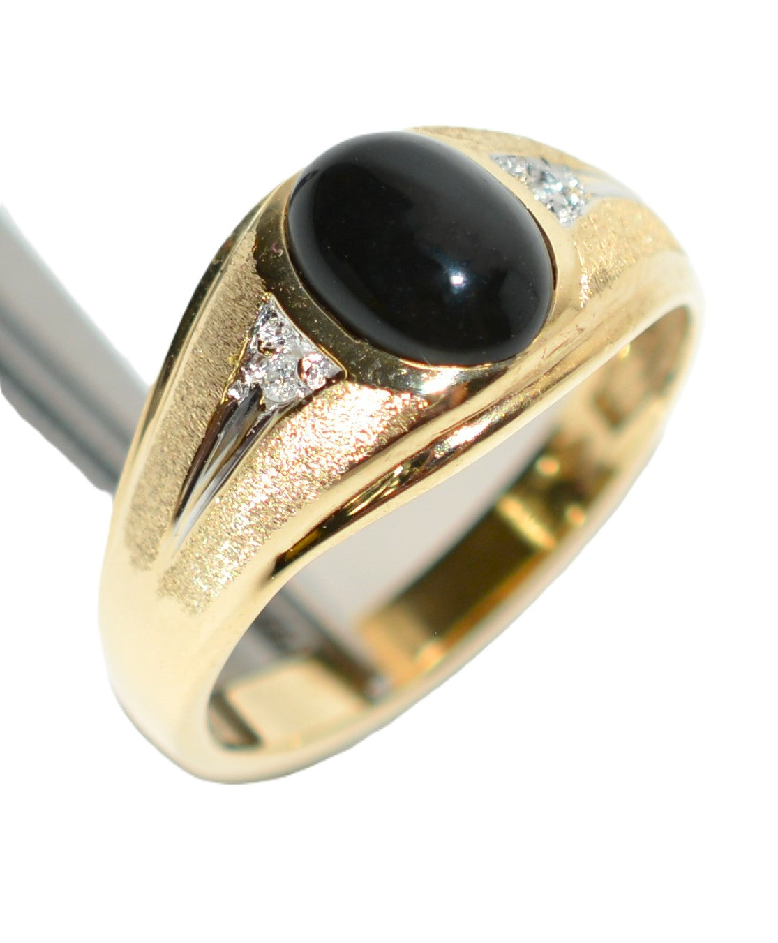 Natural Onyx & Diamond Ring 10K Solid Gold .02tcw Men's Ring Onyx Ring Statement Ring Cocktail Ring Vintage Ring Estate Ring Estate Jewelry