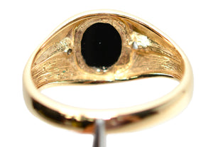 Natural Onyx & Diamond Ring 10K Solid Gold .02tcw Men's Ring Onyx Ring Statement Ring Cocktail Ring Vintage Ring Estate Ring Estate Jewelry