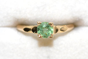 Natural Paraiba Tourmaline Ring 14K Yellow Gold .73ct Gemstone Ring Women's Ring Estate Jewelry Jewellery Vintage Fine Green Ring Solitaire