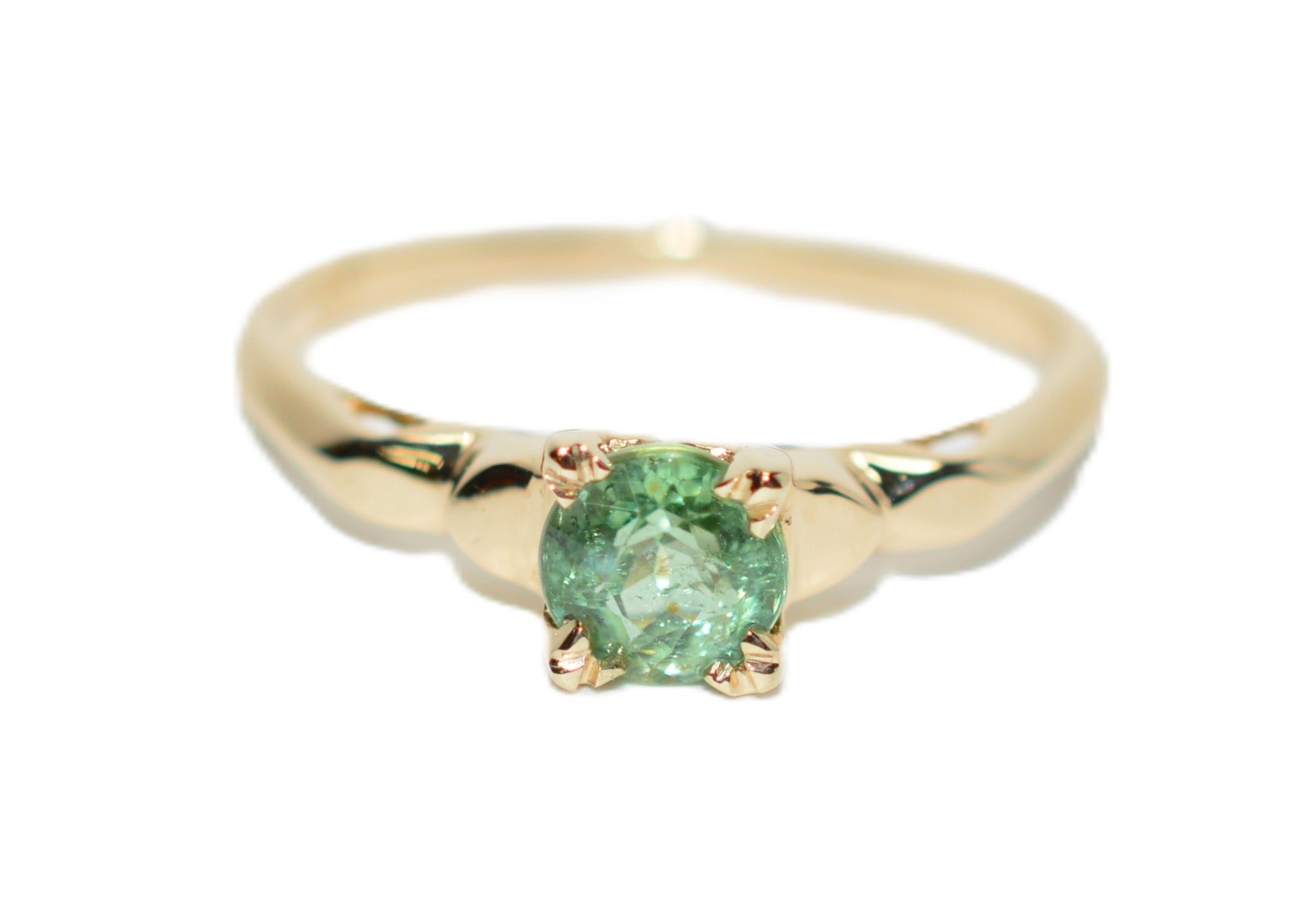 Natural Paraiba Tourmaline Ring 14K Yellow Gold .73ct Gemstone Ring Women's Ring Estate Jewelry Jewellery Vintage Fine Green Ring Solitaire