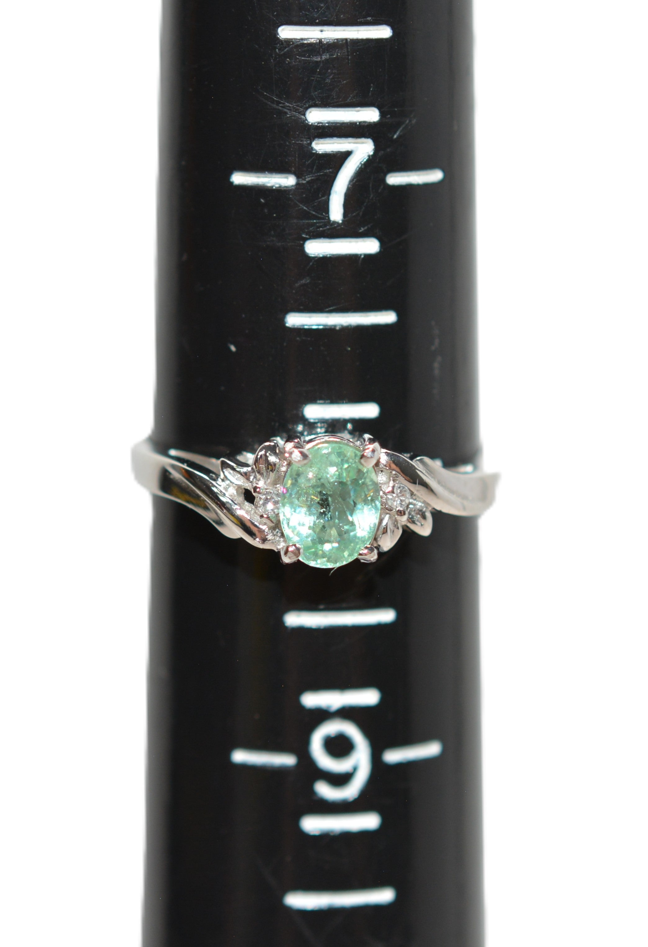 Natural Paraiba Tourmaline & Diamond Ring Platinum Ring .81tcw Women's Ring Estate Jewelry Jewellery Vintage Fine Gemstone Green Ring