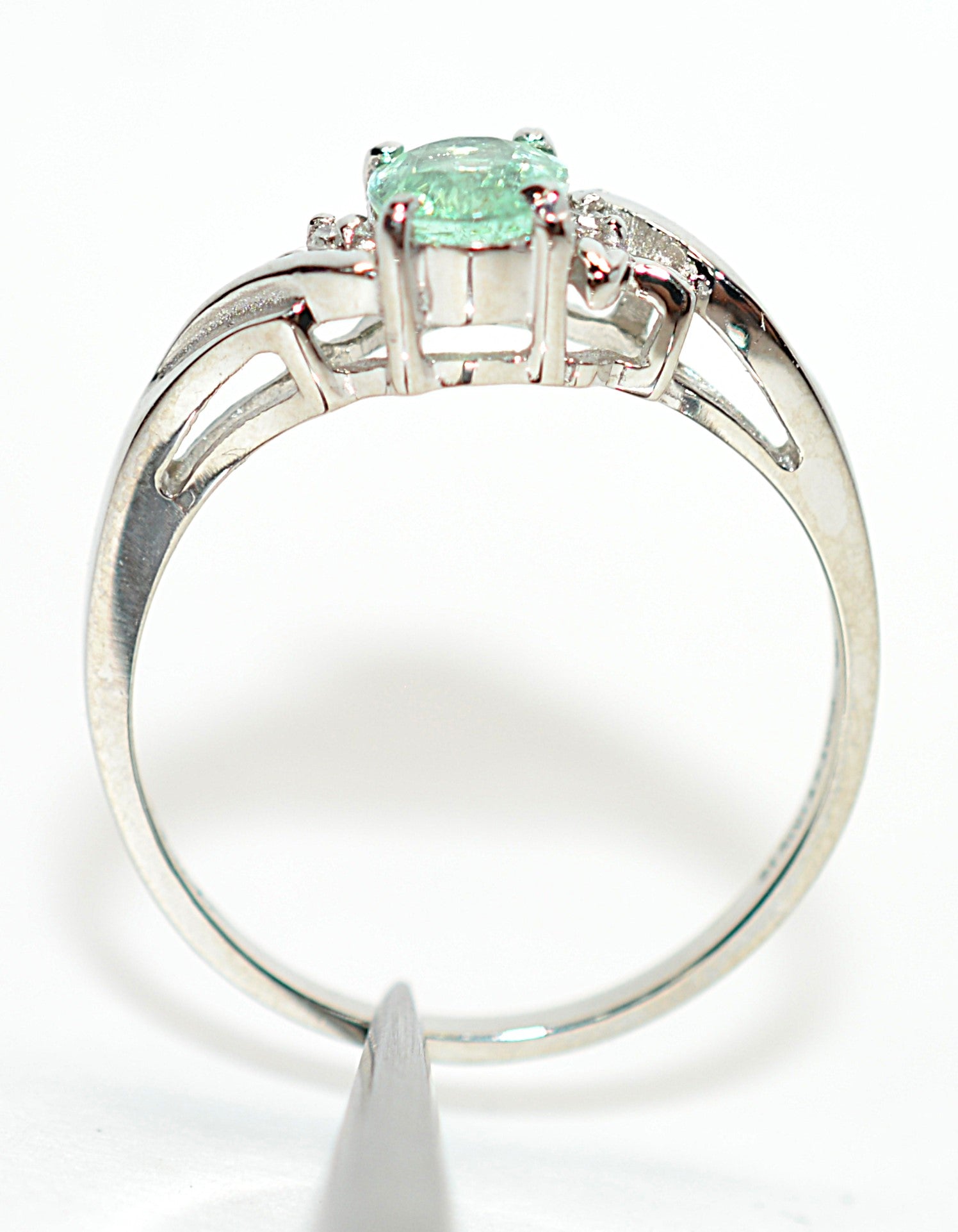 Natural Paraiba Tourmaline & Diamond Ring Platinum Ring .81tcw Women's Ring Estate Jewelry Jewellery Vintage Fine Gemstone Green Ring