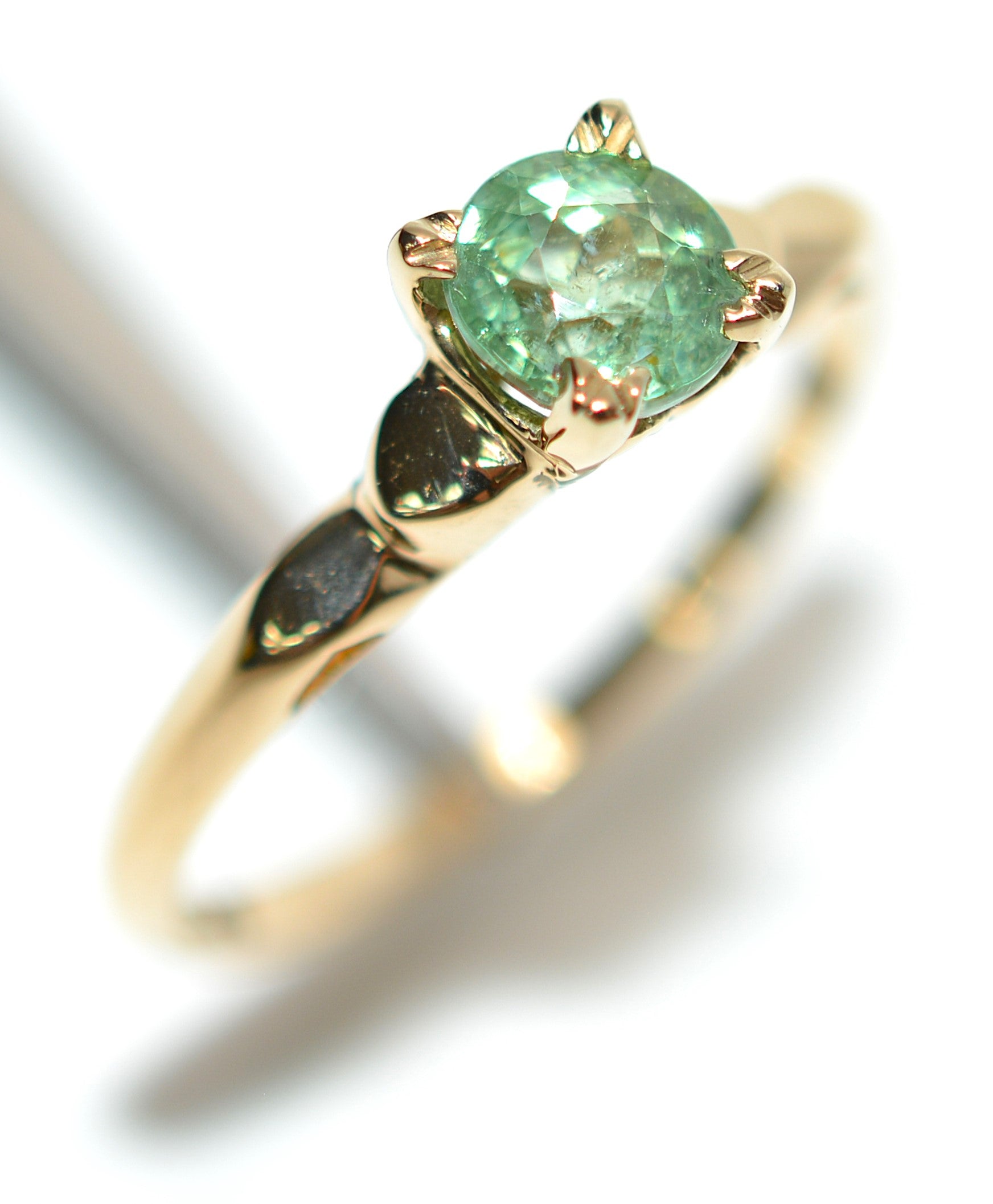 Natural Paraiba Tourmaline Ring 14K Yellow Gold .73ct Gemstone Ring Women's Ring Estate Jewelry Jewellery Vintage Fine Green Ring Solitaire