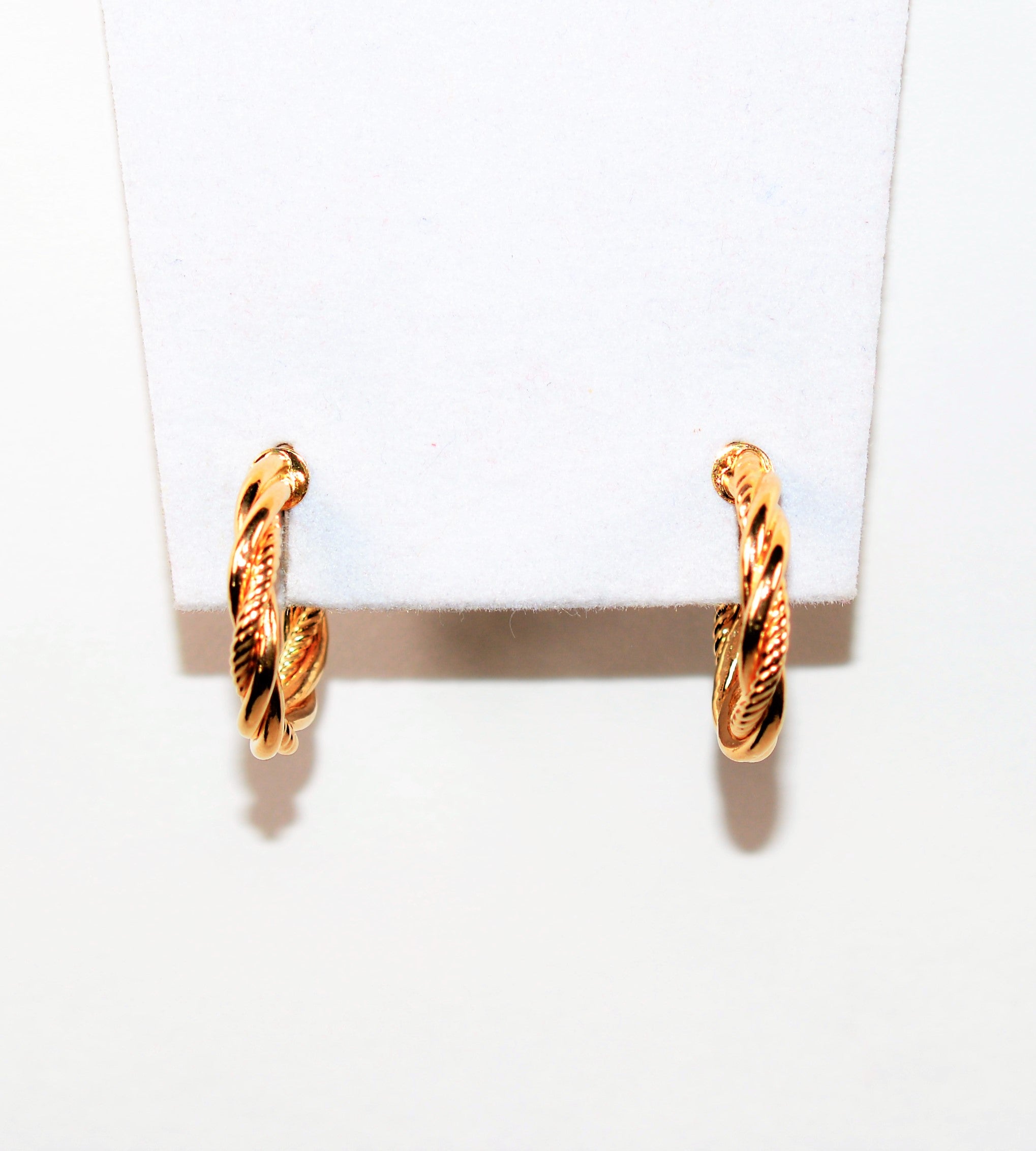 14K Solid Gold 20mm Hoop Earrings Gold Hoops Gold Earrings Double-Twist Earrings Statement Earrings Vintage Earrings Fine Estate Jewelry