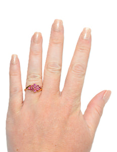 Natural Pink Tourmaline Ring 14K Solid Gold .63tcw Cluster Ring Birthstone Ring Cocktail Ring Statement Ring Pink Ring Vintage Ring Estate