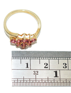 Natural Pink Tourmaline Ring 14K Solid Gold .63tcw Cluster Ring Birthstone Ring Cocktail Ring Statement Ring Pink Ring Vintage Ring Estate