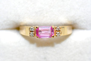 Natural Padparadscha Sapphire & Diamond Ring 14K Solid Gold .86tcw Cocktail Ring Statement Ring September Birthstone Ring Fine Vintage Ring