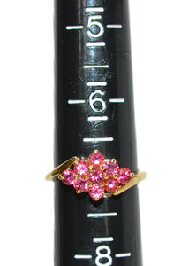 Natural Pink Tourmaline Ring 14K Solid Gold .63tcw Cluster Ring Birthstone Ring Cocktail Ring Statement Ring Pink Ring Vintage Ring Estate