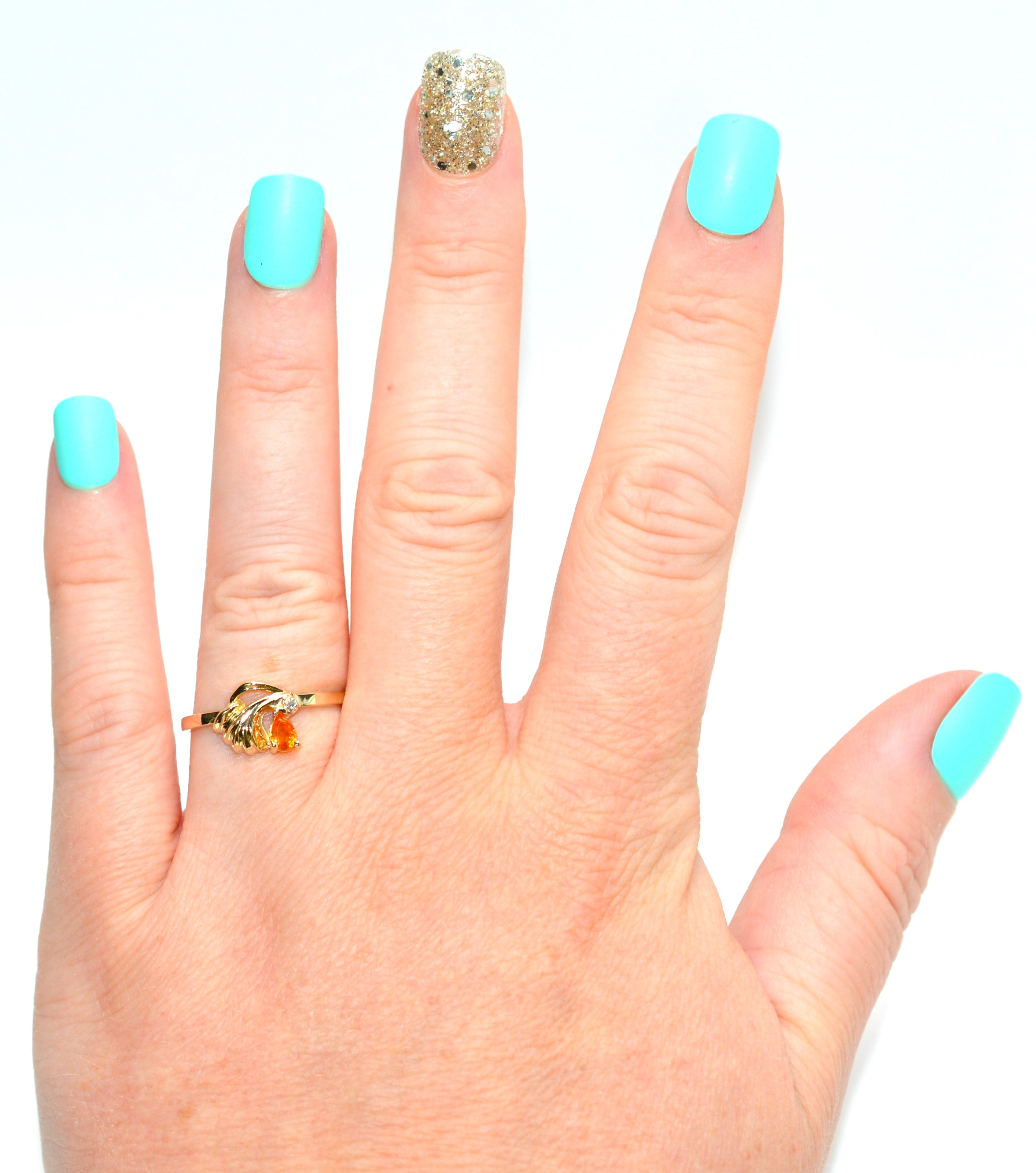 Natural Padparadscha Sapphire & Diamond Ring 10K Gold .24tcw Promise Ring Ladies Statement Orange Gemstone Ring September Birthstone