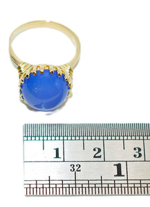 Natural Blue Agate Ring 14K Solid Gold Solitaire Ring Statement Ring Cocktail Ring Vintage Ring Gemstone Ring Estate Ring Jewellery