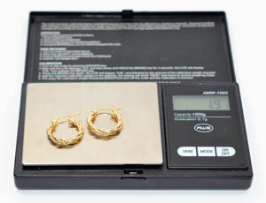 14K Solid Gold 20mm Hoop Earrings Gold Hoops Gold Earrings Double-Twist Earrings Statement Earrings Vintage Earrings Fine Estate Jewelry