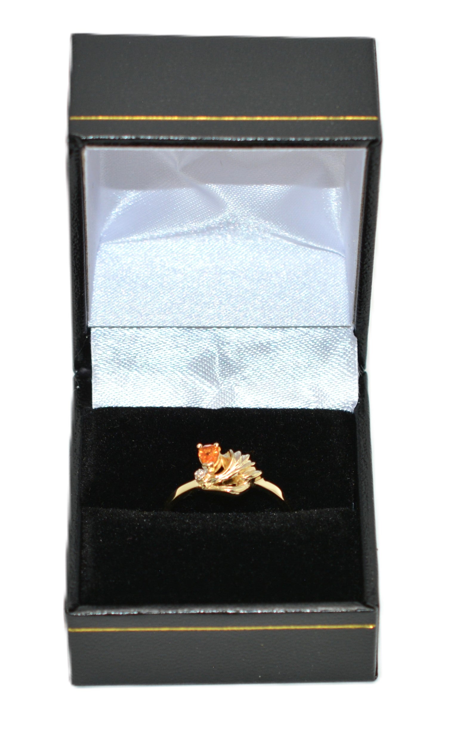 Natural Padparadscha Sapphire & Diamond Ring 10K Gold .24tcw Promise Ring Ladies Statement Orange Gemstone Ring September Birthstone