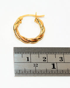 14K Solid Gold 20mm Hoop Earrings Gold Hoops Gold Earrings Double-Twist Earrings Statement Earrings Vintage Earrings Fine Estate Jewelry