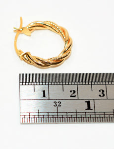 14K Solid Gold 20mm Hoop Earrings Gold Hoops Gold Earrings Double-Twist Earrings Statement Earrings Vintage Earrings Fine Estate Jewelry