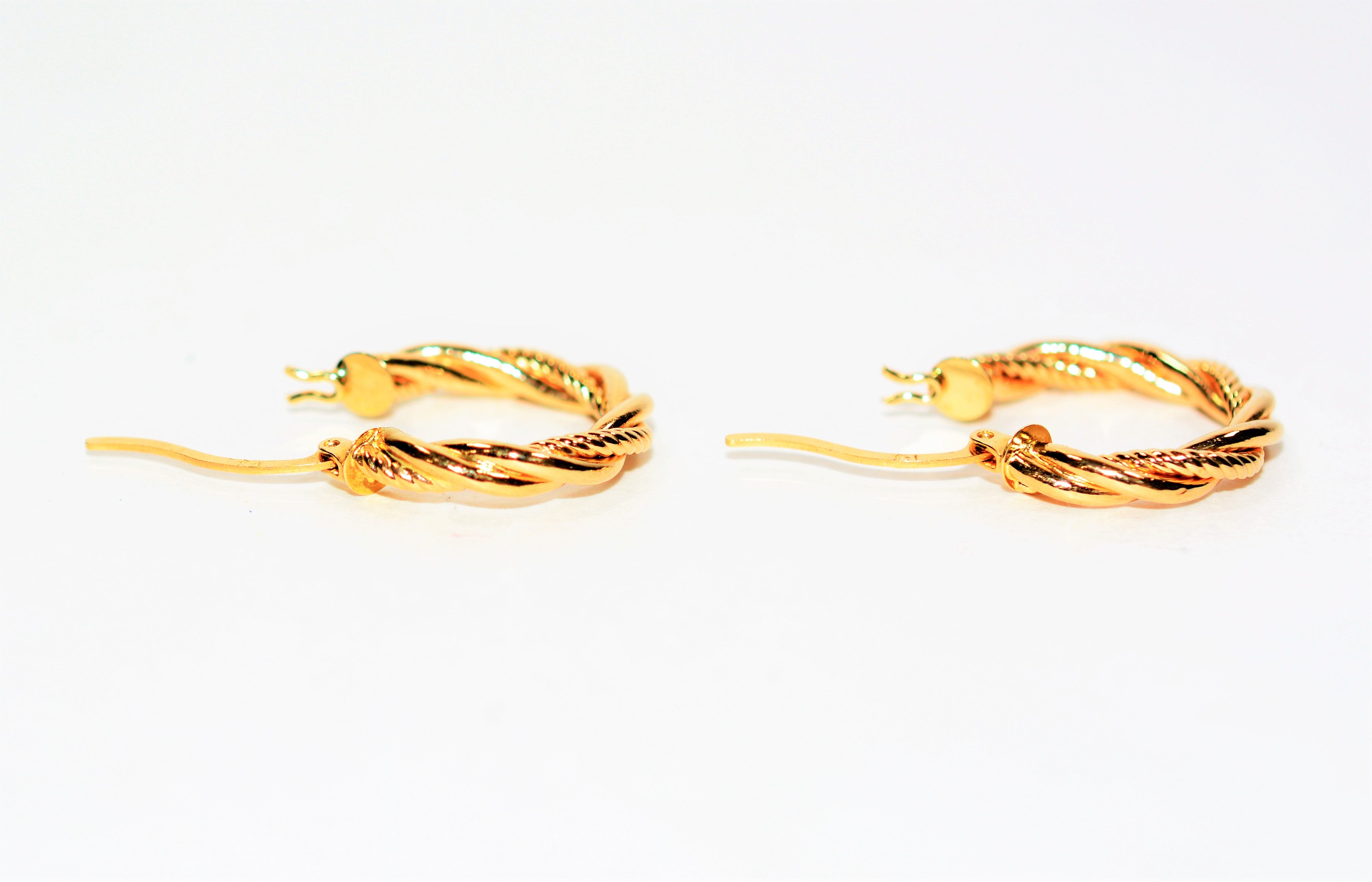 14K Solid Gold 20mm Hoop Earrings Gold Hoops Gold Earrings Double-Twist Earrings Statement Earrings Vintage Earrings Fine Estate Jewelry