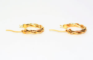 14K Solid Gold 20mm Hoop Earrings Gold Hoops Gold Earrings Double-Twist Earrings Statement Earrings Vintage Earrings Fine Estate Jewelry