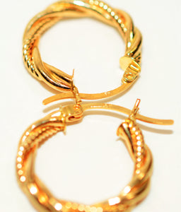 14K Solid Gold 20mm Hoop Earrings Gold Hoops Gold Earrings Double-Twist Earrings Statement Earrings Vintage Earrings Fine Estate Jewelry