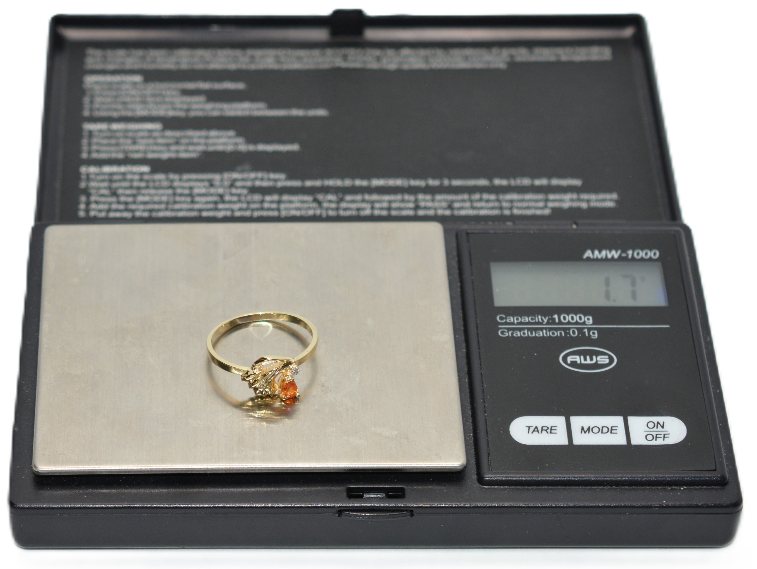 Natural Padparadscha Sapphire & Diamond Ring 10K Gold .24tcw Promise Ring Ladies Statement Orange Gemstone Ring September Birthstone