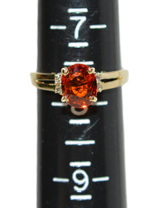 Natural Spessartine Mandarin Garnet & Diamond Ring 14K Solid Gold 1.96tcw Fanta Garnet Ring Orange Ring January Birthstone Ring Women's Ring