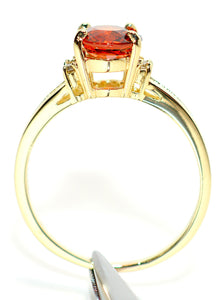 Natural Spessartine Mandarin Garnet & Diamond Ring 14K Solid Gold 1.96tcw Fanta Garnet Ring Orange Ring January Birthstone Ring Women's Ring