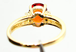 Natural Spessartine Mandarin Garnet & Diamond Ring 14K Solid Gold 1.96tcw Fanta Garnet Ring Orange Ring January Birthstone Ring Women's Ring