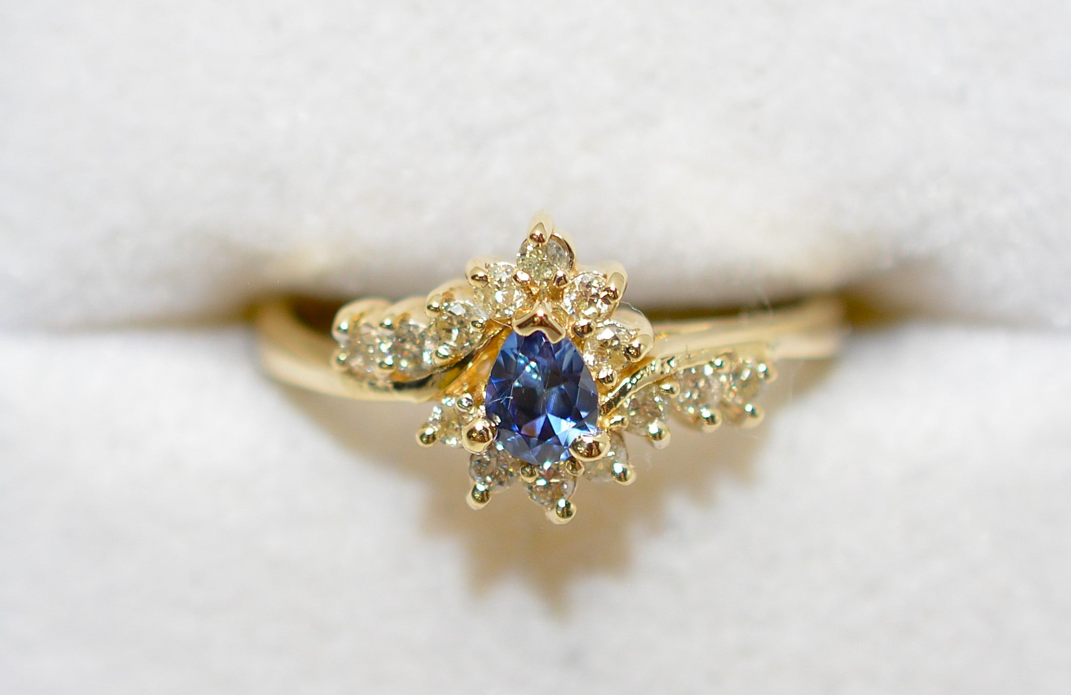 Natural Tanzanite & Diamond Ring 14K Solid Gold .49tcw Rare Gemstone Ring Blue Statement Ring Promise Ring Womens Ring Trillion Estate Ring