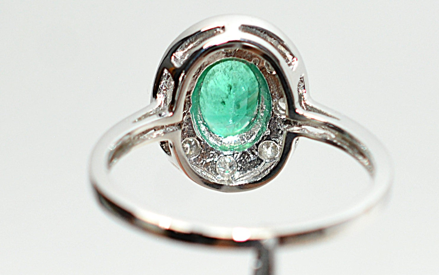 Natural Colombian Emerald & Diamond Ring 14K White Gold .97tcw Halo Engagement Ring Green Gemstone Ring May Birthstone Ring Cocktail Ring