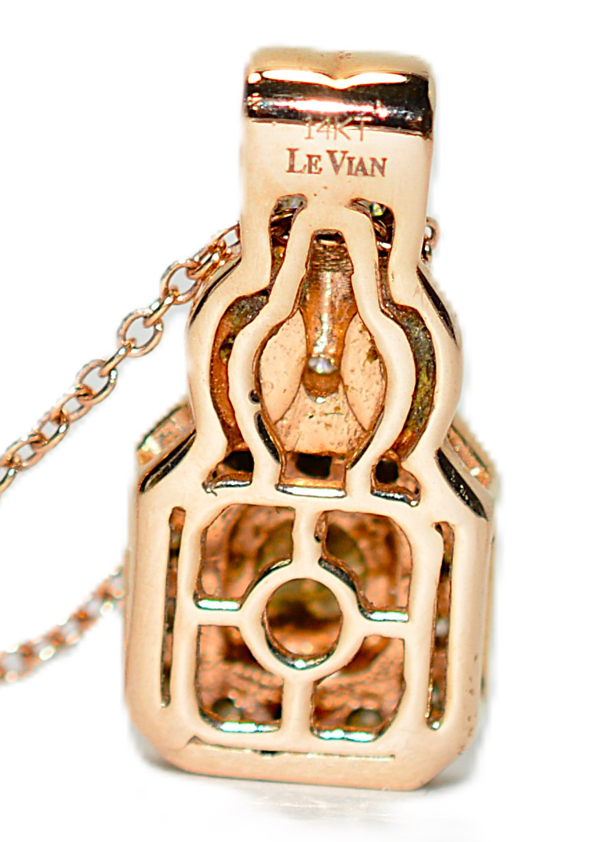 LeVian Natural Chocolate Diamond Necklace 14K Rose Gold .55tcw Designer Pendant Estate Jewelry Gemstone Necklace Birthstone