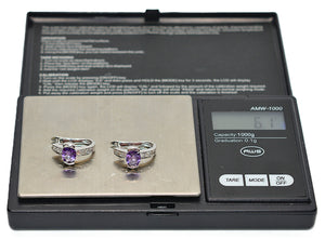 Natural Amethyst & Diamond Earrings 18K Solid White Gold 2.08tcw Hoop Earrings Cocktail Earrings Statement Earrings Womens Earrings Huggies