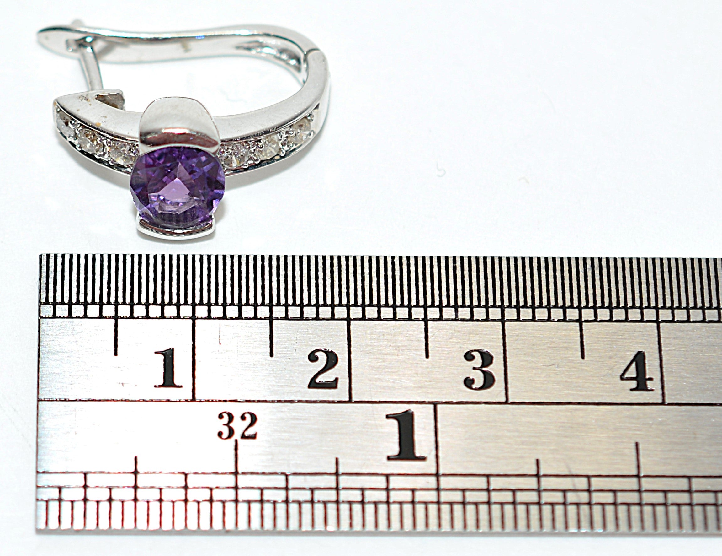 Natural Amethyst & Diamond Earrings 18K Solid White Gold 2.08tcw Hoop Earrings Cocktail Earrings Statement Earrings Womens Earrings Huggies