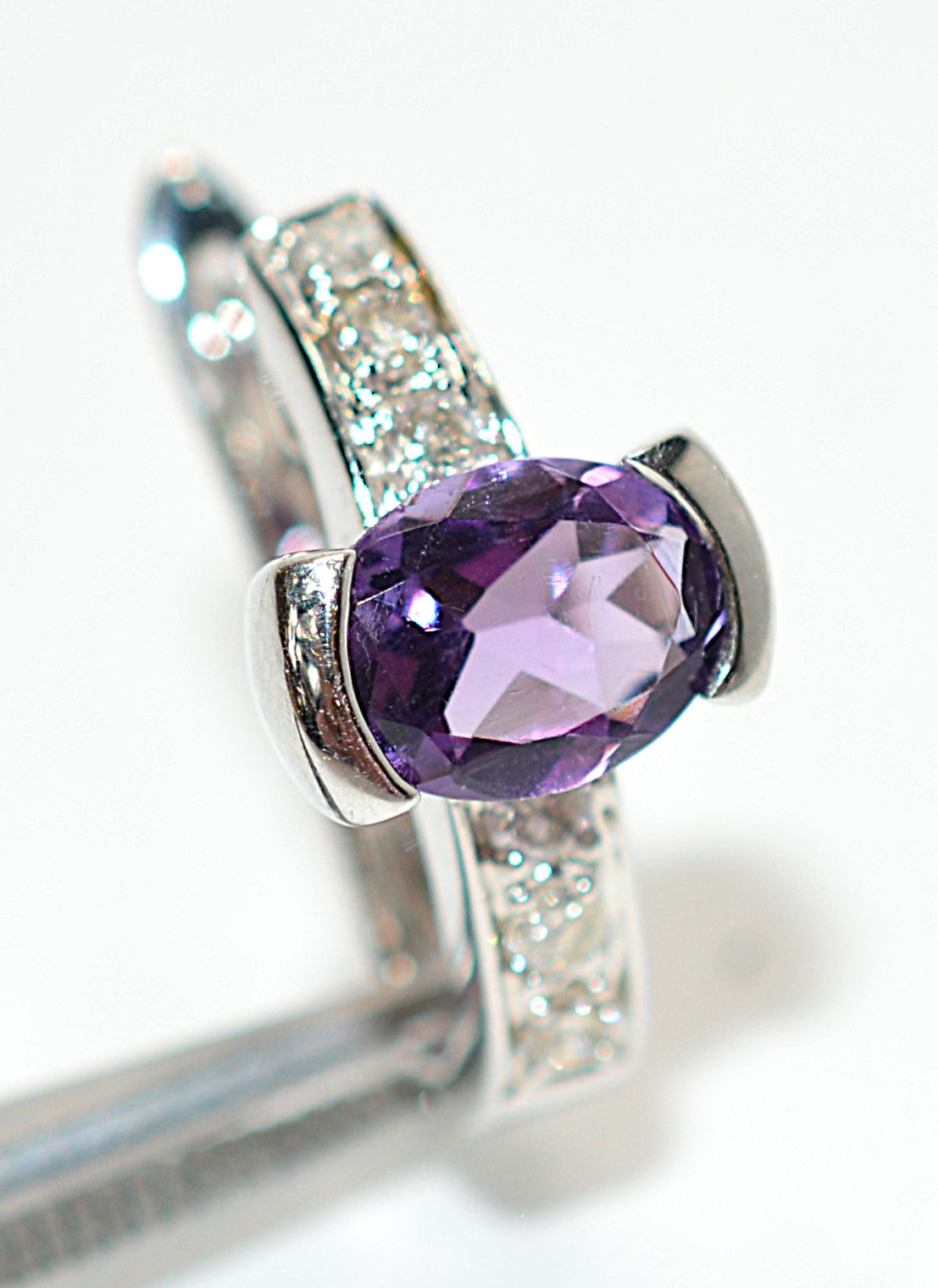 Natural Amethyst & Diamond Earrings 18K Solid White Gold 2.08tcw Hoop Earrings Cocktail Earrings Statement Earrings Womens Earrings Huggies
